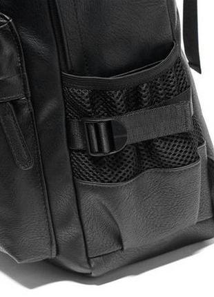 Мужской городской рюкзак, эко, кожа черный.4 фото
