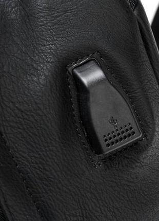 Мужской городской рюкзак, эко, кожа черный.10 фото