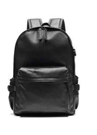 Мужской городской рюкзак, эко, кожа черный.3 фото