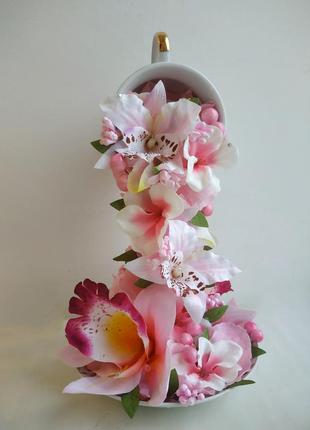 Квітопад водоспад квітів квіти орхідеї статуетка сувенір декор подарунок подарок сувенир паряща чашка1 фото