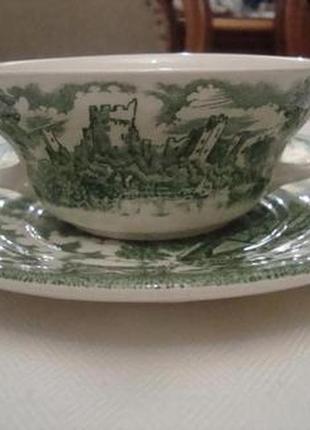 Антикварный набор чашка бульоница тарелка англия №дк(1)1 фото
