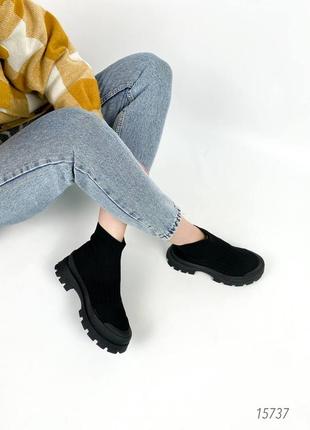Текстильные ботинки, черные, текстиль, деми, огорщина9 фото