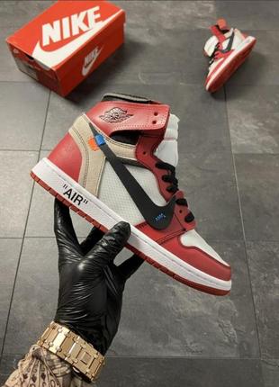 Кроссовки air jordan 1 x off white мужские высокие