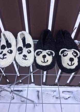 Вязаные тапочки панда 🐼2 фото