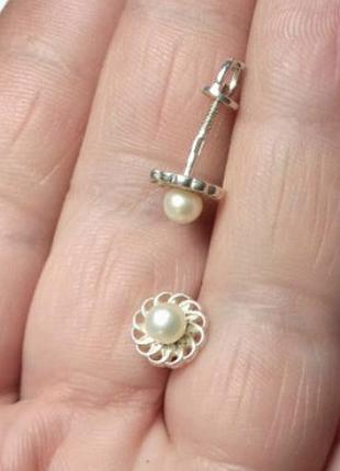 Серьги серебро 925 сережки серебряные гвоздики жемчуг имп 20312