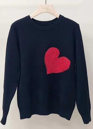 Шикарный новый свитер, кофточка чёрная с большим сердцем в стиле zara