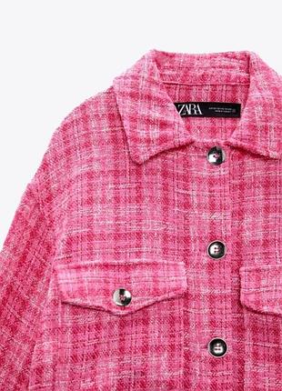 Розовая рожева рубашка сорочка куртка в клітинку клеточку клетку zara