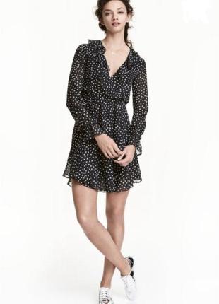 Шифоновое платье в принт горох горошек h&m