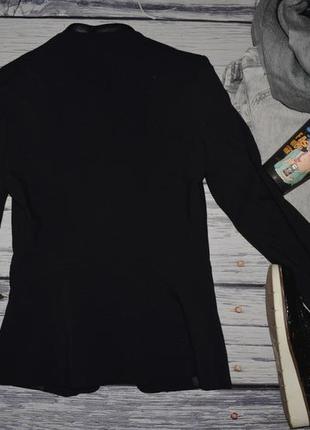 2/32/xs-s h&m жіночний фірмовий жакет піджак фрак чорного кольору з шкіряними полями6 фото