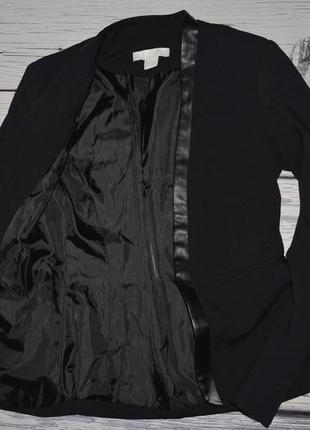 2/32/xs-s h&m женственный фирменный жакет пиджак фрак черного цвета с кожаными полями7 фото