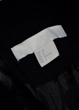 2/32/xs-s h&m женственный фирменный жакет пиджак фрак черного цвета с кожаными полями10 фото