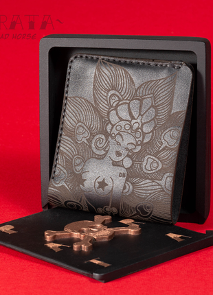 Чорне портмоне peacock black small wallet