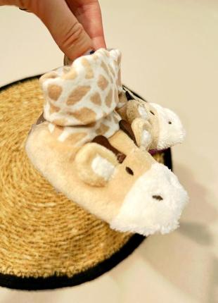 Пинетки утепленные жирафы от бренда george 🇬🇧4 фото
