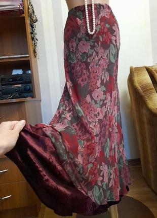 Длинная шелковая юбка шелковая долинная юнька в конфетах розовая бархатная4 фото