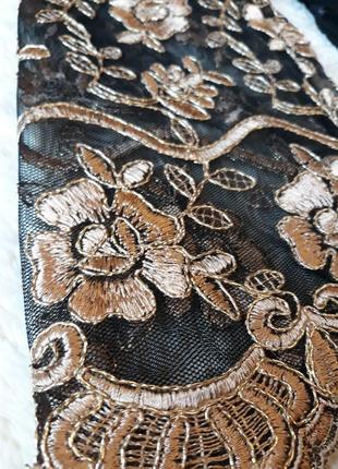 Черная блузка с золотистым цветочным узором (возможен обмен)4 фото