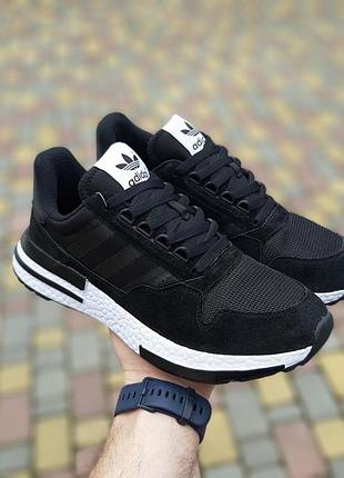 Кросівки adidas zx 500 rm чорні на білі