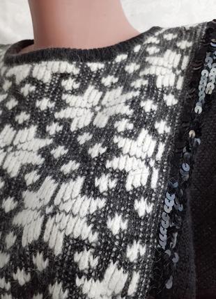 Malina wong! винтаж свитер с ангоровой вставкой орнамент кофточка2 фото