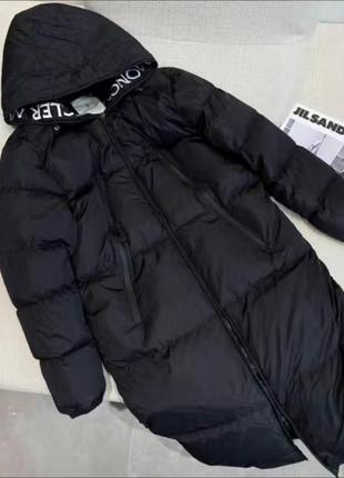 Довгий чоловічий пуховик в стилі монклер  moncler 🖤3 фото