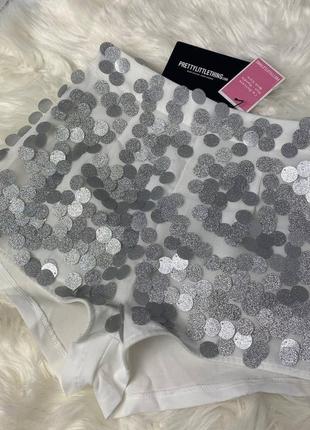Жіночі короткі шорти зі сріблими паєтками plt1 фото