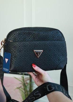 Чорна молодіжна маленька сумка крос-боді з тисненням брендова модна сумочка клатч на плече1 фото