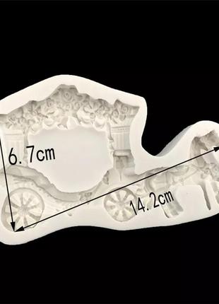 Молд "карета с лошадьми" - размер всего молда 15*8см, качественный силикон3 фото