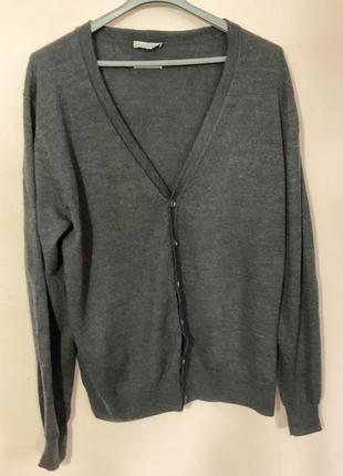 Сірий фірмовий чоловічий кардиган з вовни /l/ brend moddison