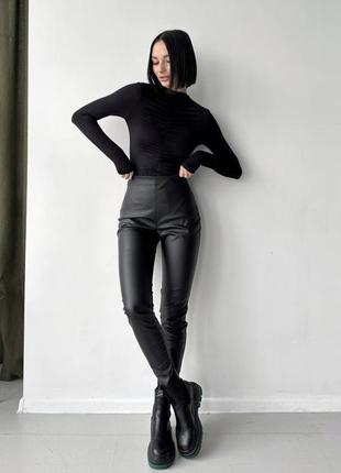 Кожаные лосины брюки в стиле zara матовая эко-кожа 🥰❤️1 фото