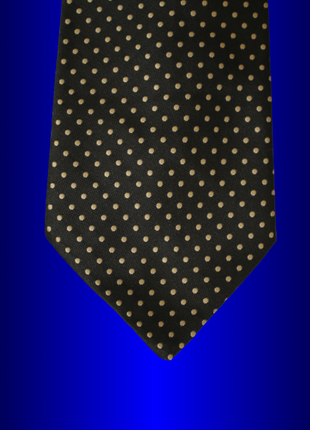 Классический широкий галстук краватка из полиэстера тёмного шоколадного цвета в жолтую крапинку само1 фото