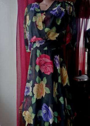 🌹вінтажна сукня міді в квітковий принт 🌹платье миди в цветочный принт2 фото