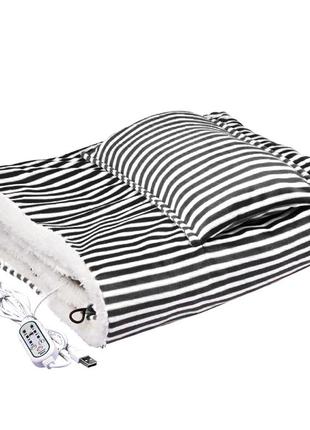 Плед lesko 105*65 см black шаль одеяло с подогревом от usb от повербанка