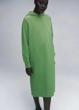 Трикотажное хлопковое платье худи zara