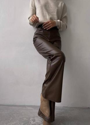 Стильні брюки кльош зі штучної шкіри штани екошкіра5 фото