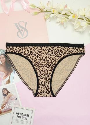 Зручні трусики лео ✔️ victoria's secret cotton bikini 🐆 оригінал вікторія сікрет леопард з лого