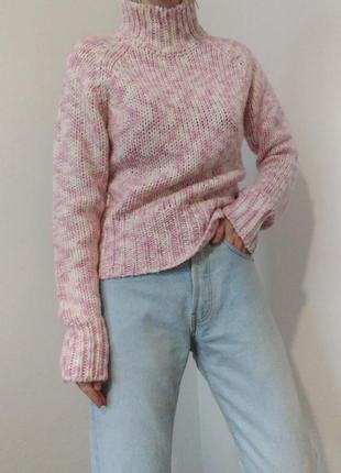 Шерстяной свитер разовый гольф джемпер шерсть пуловер лонгслив реглан лонгслив водолазка кофта шерсть розовый свитер винтажный9 фото