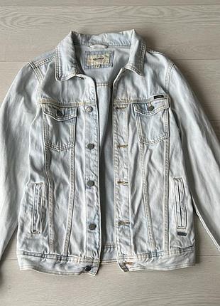 Джинсовая куртка пиджак мужская pull and bear s , 3