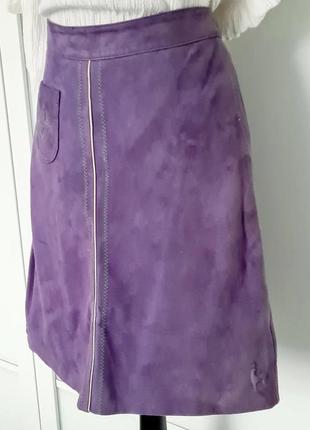 Крутая восхитительная классная офигезная прекрасная яркая винтажная замшевая юбка ретро винтаж натуральная замша кожа3 фото