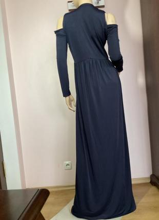 Длинное нарядное темно синее платье с открытыми плечами/m/brend nly eve5 фото