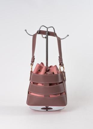 Жіноча сумка торба темно рожева пудрова сумка мішок сумка через плече кроссбоді сумка відро