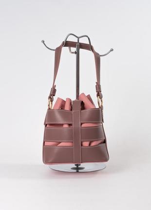 Женская сумка торба темно розовая пудровая сумка мешок сумка через плечо кроссбоди сумка ведро3 фото