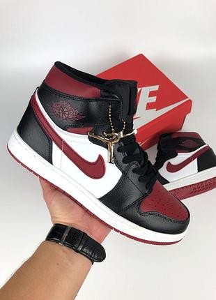 Мужские высокие кожаные кроссовки nike air jordan 1 retro 🆕 высокие джорданы