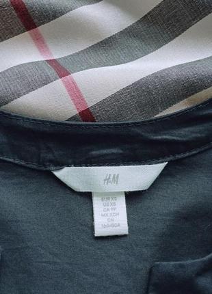 H&amp;m натуральная базовая оверсайз рубашка блузка с объемными рукавами черного цвета размер xs s9 фото