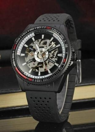 Механічні чоловічі наручні годинники forsining армійські військові сталеві скелетон