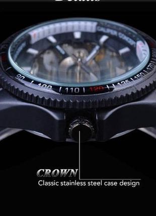 Механічні чоловічі наручні годинники forsining армійські військові сталеві скелетон2 фото