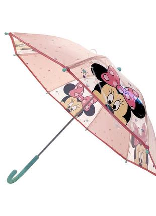 Детский зонтик трость  минни маус minnie mouse 3-6 лет розовый