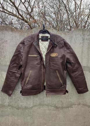 Байкерская коричневая куртка warson motors кожа вола cafe racer мотоциклетная куртка в винтажном стиле