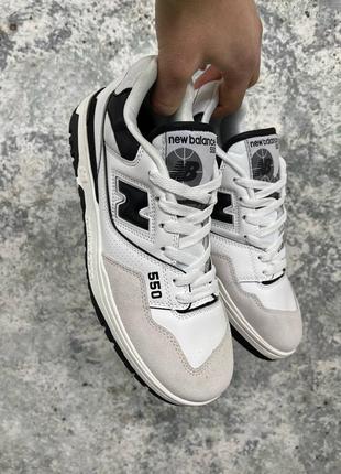 Унисекс кросовки new balance 550 suede white\black топ качества 🔝🔥