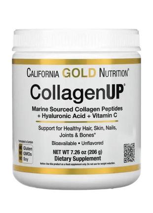 Морський колаген gold nutrition collagenup з гіалуронкою та вітаміном c 5000 мг (206 г)