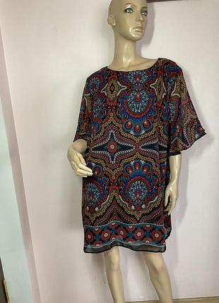 Принтовое платье- купон- туника- блузон- батал/48/brend yors состояние новой