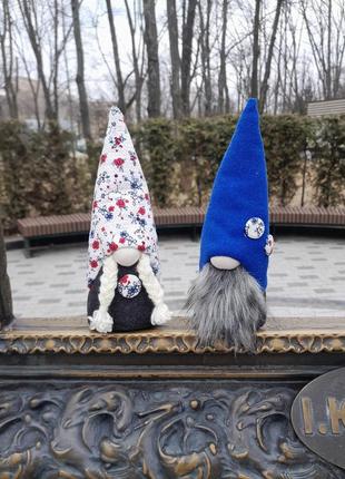 Парочка скандинавских гномов, домовик, интерьерная игрушка ручной работы