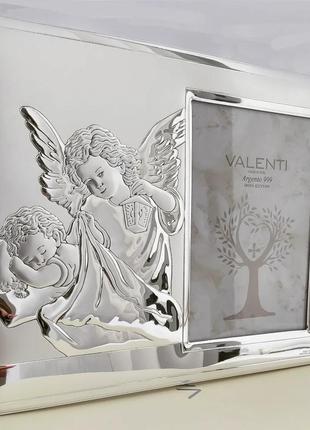 Срібна фоторамка  для  фотографії 10х15 см з ангелом охоронцем рамочка під фото на подарунок